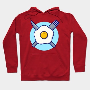 Egg Fried With Fork And Knife Cartoon Vector Icon Illustration (2) Hoodie